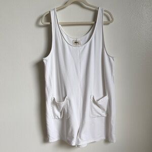 Madewell MWL Superbrushed Pull-On Romper, White, Sleeveless, Shorts, Size XL